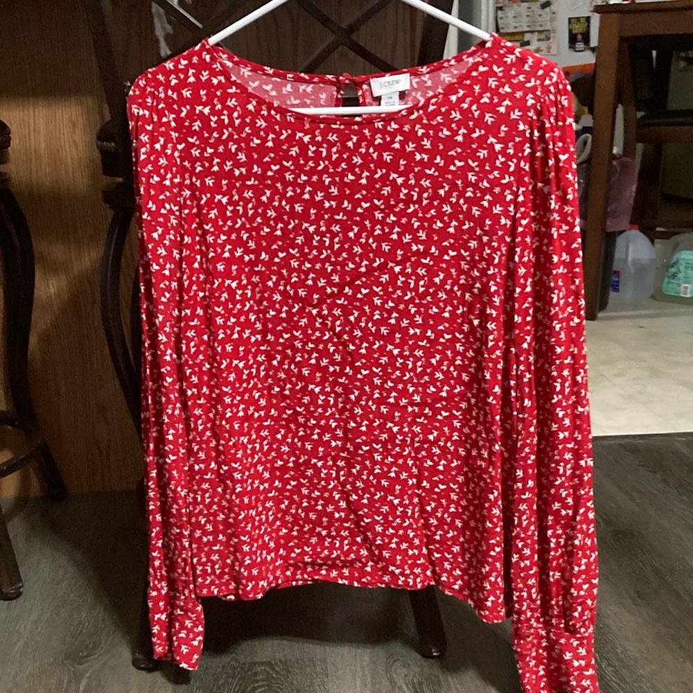 J. Crew Red Long Sleeve Relaxed Blouse
